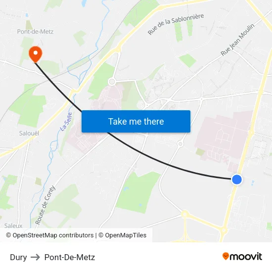 Dury to Pont-De-Metz map