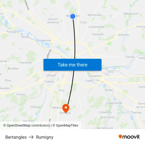 Bertangles to Rumigny map