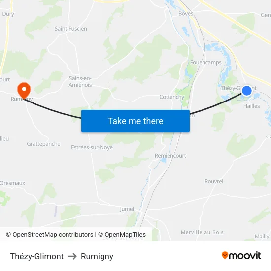 Thézy-Glimont to Rumigny map