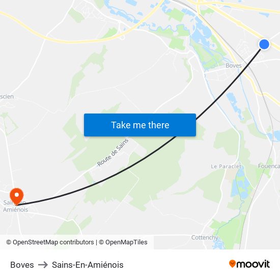 Boves to Sains-En-Amiénois map