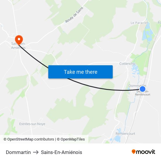 Dommartin to Sains-En-Amiénois map