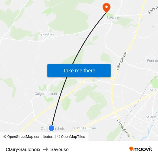 Clairy-Saulchoix to Saveuse map