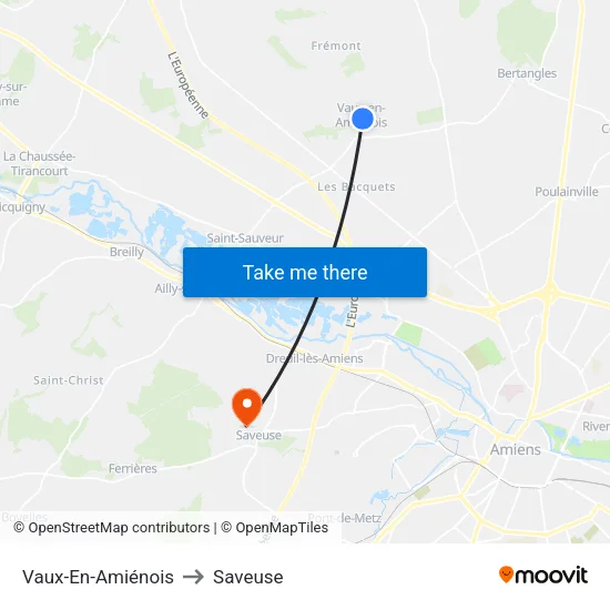 Vaux-En-Amiénois to Saveuse map