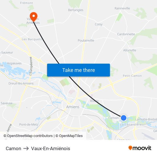 Camon to Vaux-En-Amiénois map