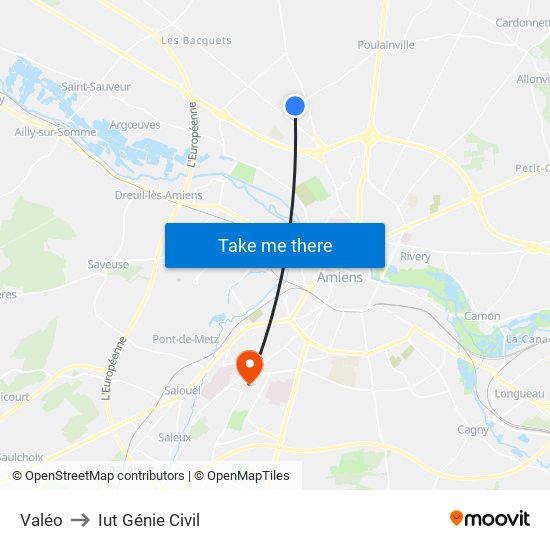 Valéo to Iut Génie Civil map