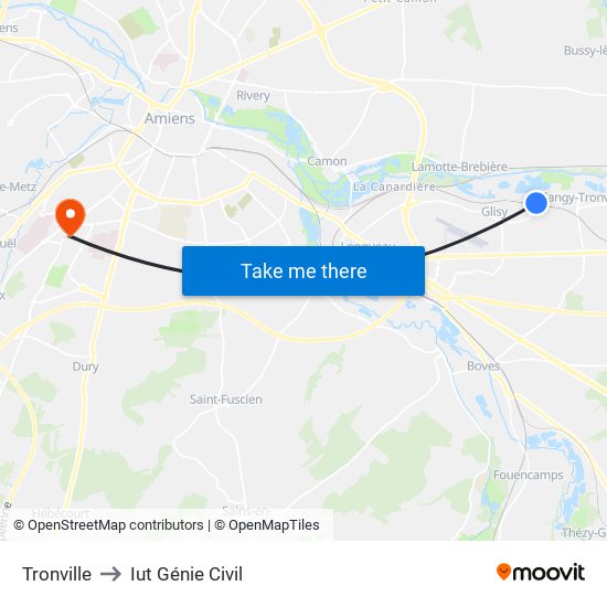 Tronville to Iut Génie Civil map