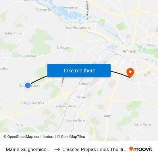 Mairie Guignemicourt to Classes Prepas Louis Thuillier map