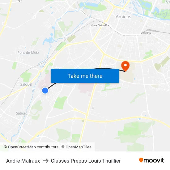 Andre Malraux to Classes Prepas Louis Thuillier map