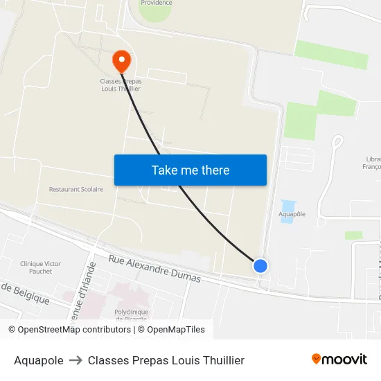Aquapole to Classes Prepas Louis Thuillier map
