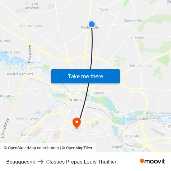 Beauquesne to Classes Prepas Louis Thuillier map