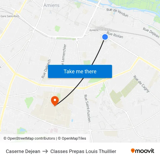 Caserne Dejean to Classes Prepas Louis Thuillier map
