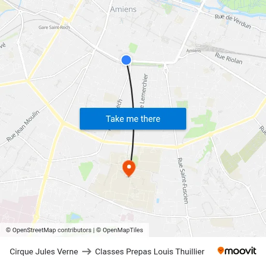 Cirque Jules Verne to Classes Prepas Louis Thuillier map