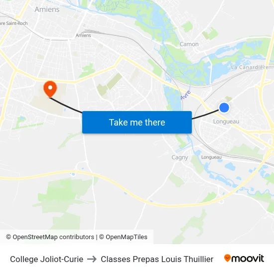 College Joliot-Curie to Classes Prepas Louis Thuillier map