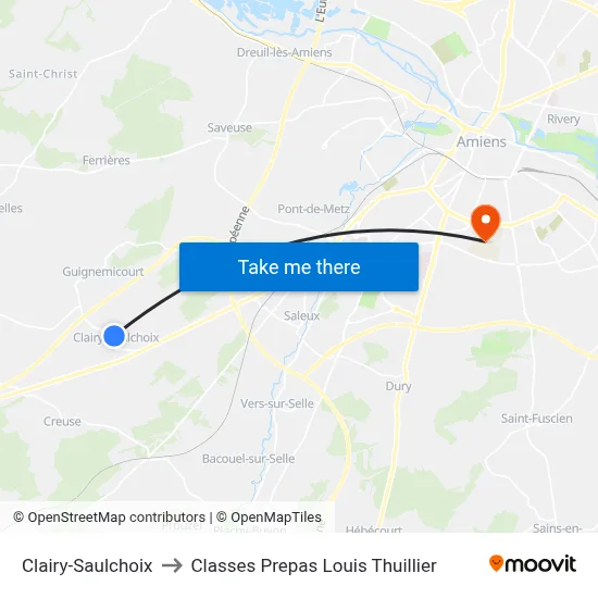 Clairy-Saulchoix to Classes Prepas Louis Thuillier map