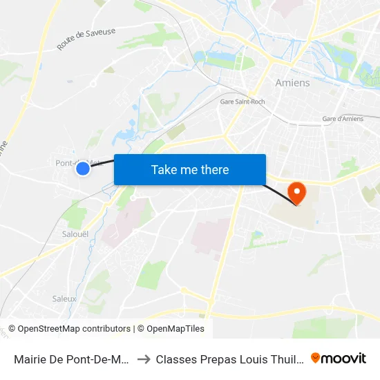 Mairie De Pont-De-Metz to Classes Prepas Louis Thuillier map