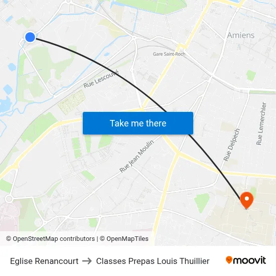 Eglise Renancourt to Classes Prepas Louis Thuillier map
