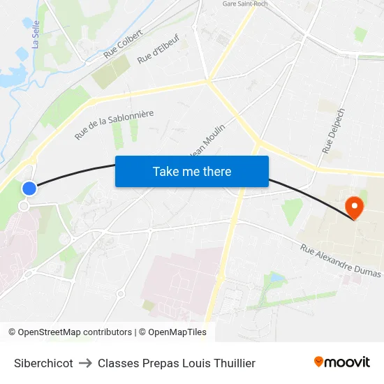 Siberchicot to Classes Prepas Louis Thuillier map