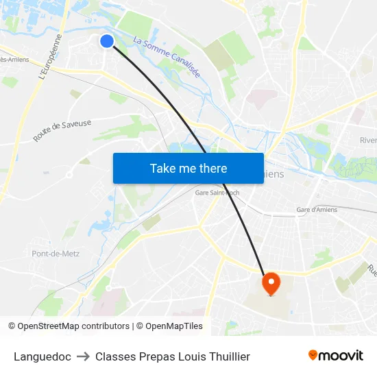 Languedoc to Classes Prepas Louis Thuillier map