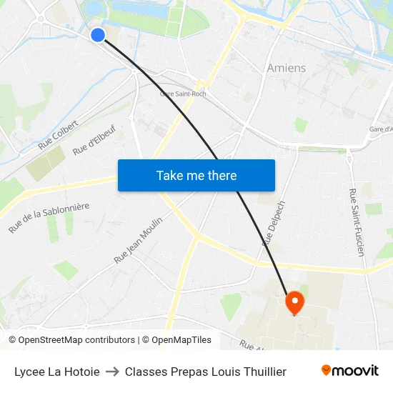 Lycee La Hotoie to Classes Prepas Louis Thuillier map