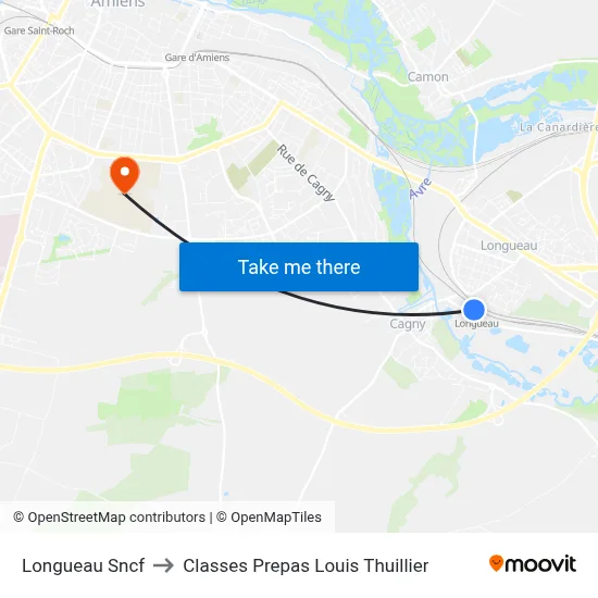 Longueau Sncf to Classes Prepas Louis Thuillier map