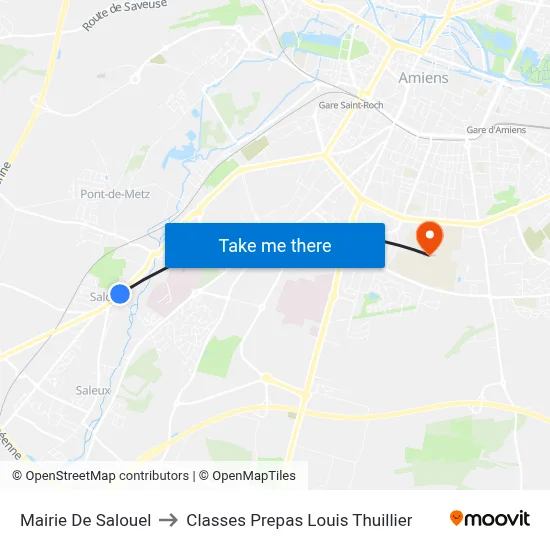 Mairie De Salouel to Classes Prepas Louis Thuillier map