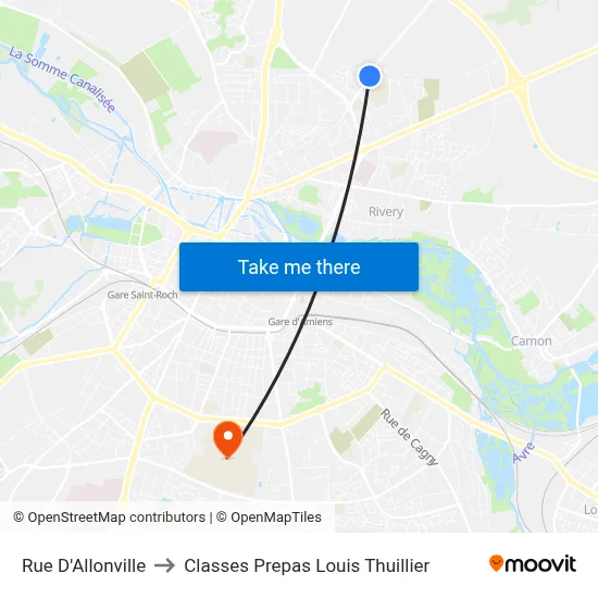 Rue D'Allonville to Classes Prepas Louis Thuillier map