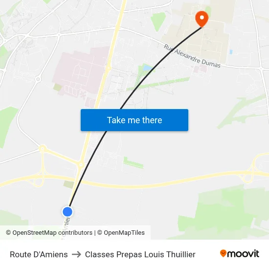 Route D'Amiens to Classes Prepas Louis Thuillier map