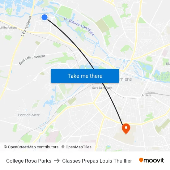 College Rosa Parks to Classes Prepas Louis Thuillier map