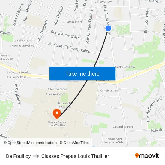 De Fouilloy to Classes Prepas Louis Thuillier map