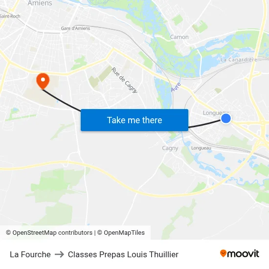 La Fourche to Classes Prepas Louis Thuillier map