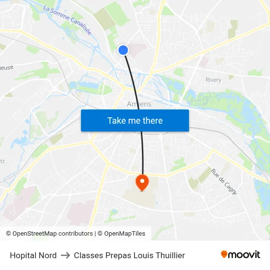 Hopital Nord to Classes Prepas Louis Thuillier map