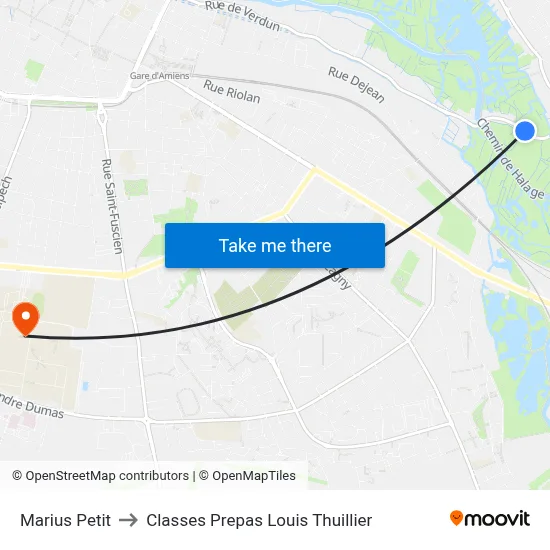 Marius Petit to Classes Prepas Louis Thuillier map