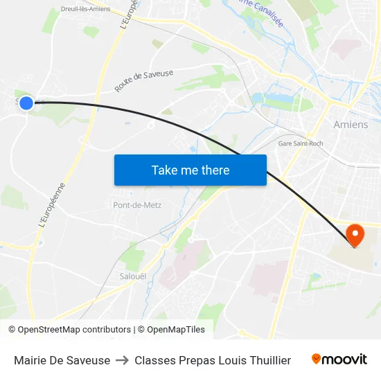 Mairie De Saveuse to Classes Prepas Louis Thuillier map