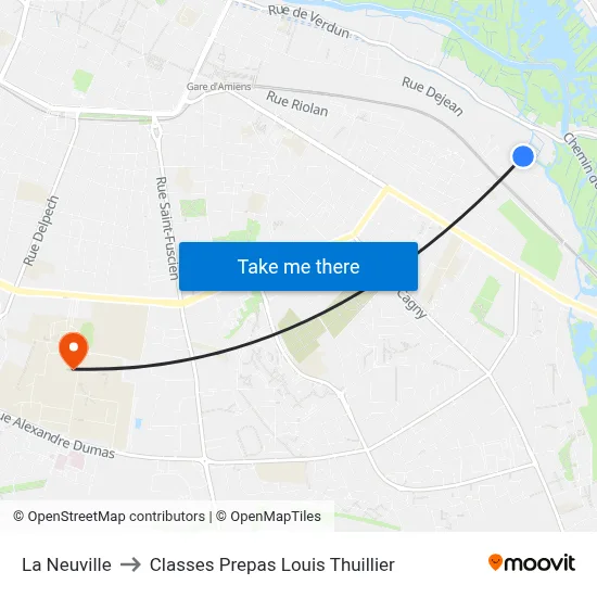 La Neuville to Classes Prepas Louis Thuillier map