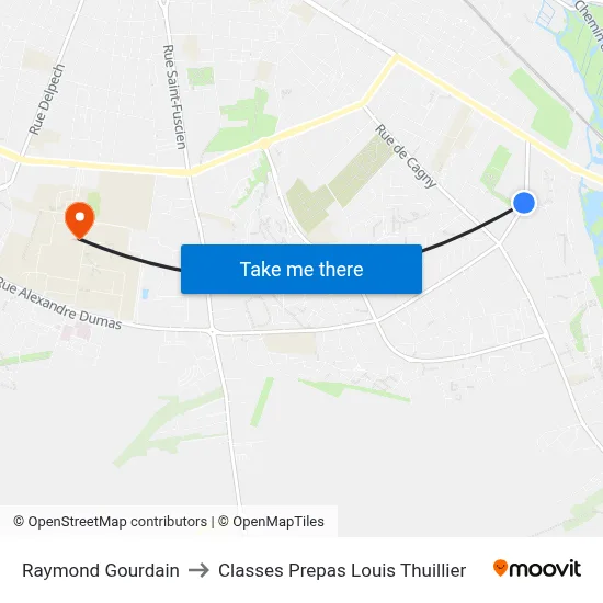Raymond Gourdain to Classes Prepas Louis Thuillier map