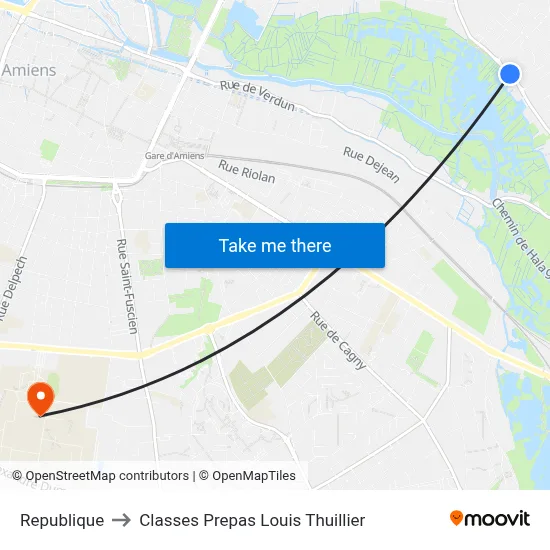 Republique to Classes Prepas Louis Thuillier map