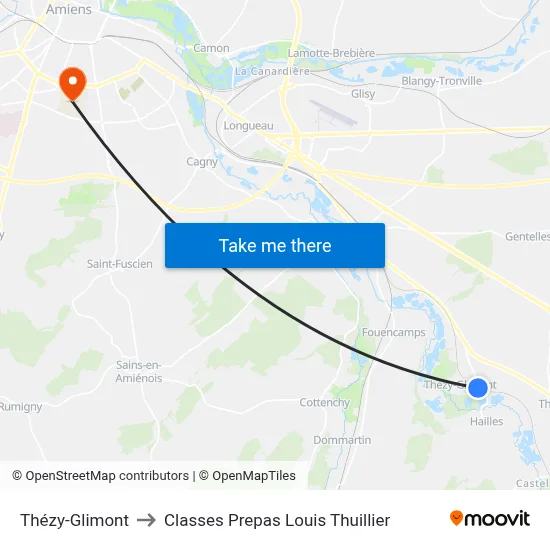 Thézy-Glimont to Classes Prepas Louis Thuillier map