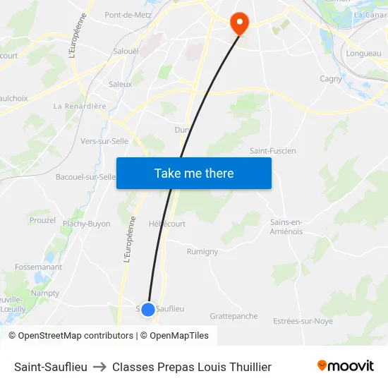 Saint-Sauflieu to Classes Prepas Louis Thuillier map