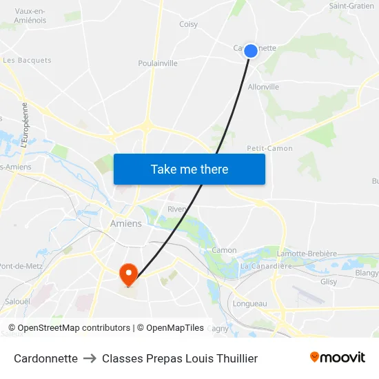 Cardonnette to Classes Prepas Louis Thuillier map