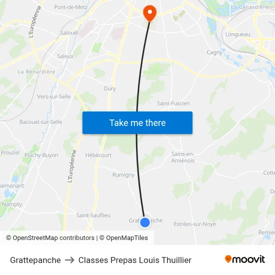 Grattepanche to Classes Prepas Louis Thuillier map