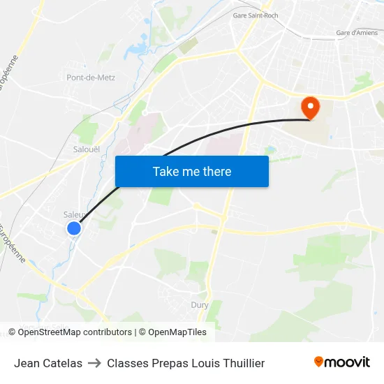 Jean Catelas to Classes Prepas Louis Thuillier map