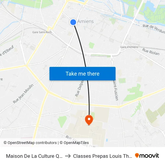 Maison De La Culture Quai A to Classes Prepas Louis Thuillier map