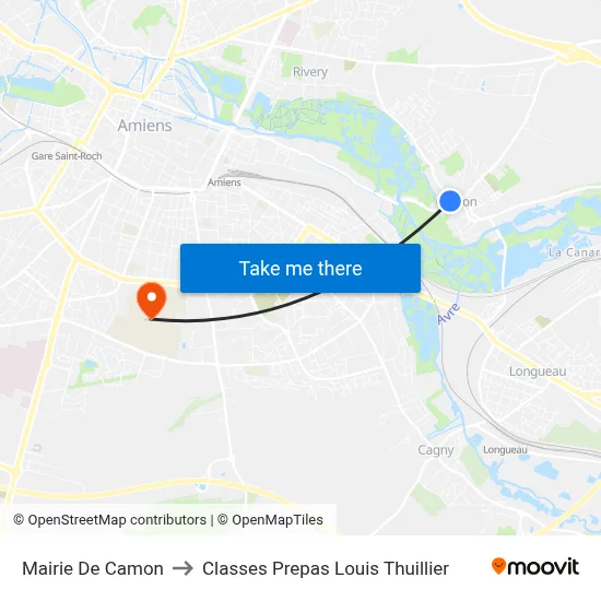 Mairie De Camon to Classes Prepas Louis Thuillier map