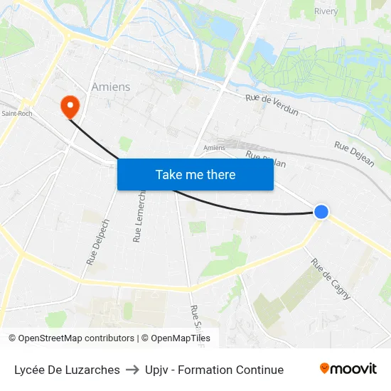 Lycée De Luzarches to Upjv - Formation Continue map