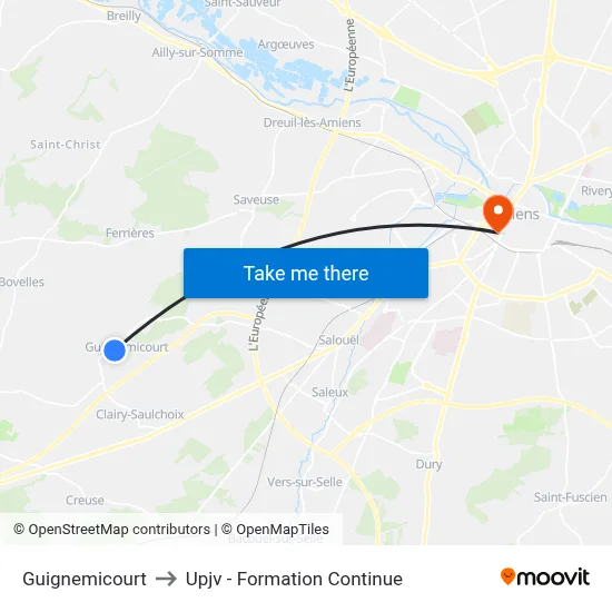 Guignemicourt to Upjv - Formation Continue map