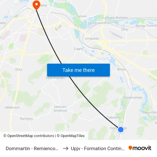 Dommartin - Remiencourt to Upjv - Formation Continue map