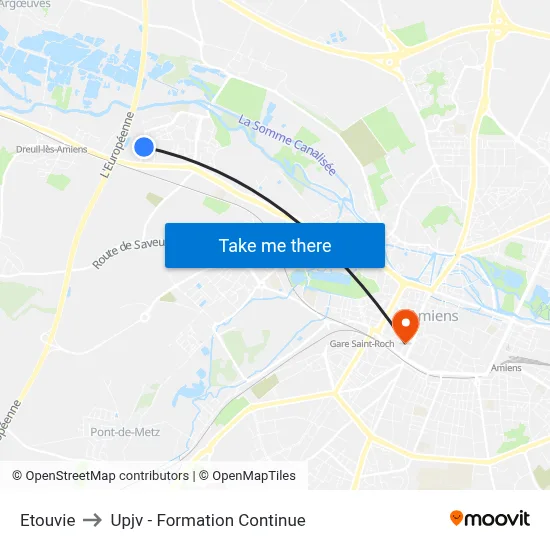 Etouvie to Upjv - Formation Continue map