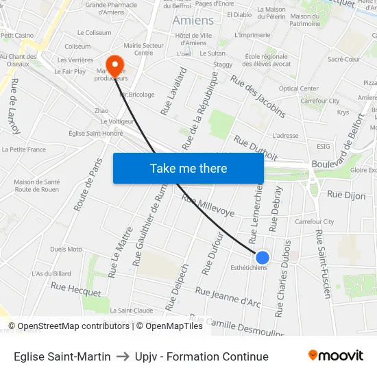 Eglise Saint-Martin to Upjv - Formation Continue map