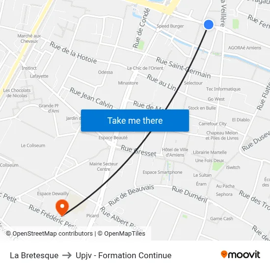 La Bretesque to Upjv - Formation Continue map