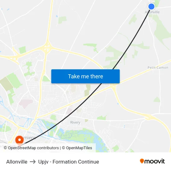 Allonville to Upjv - Formation Continue map